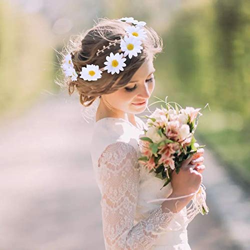 ZARRS Diademas de Flores,5 Pack Diadema de Flor de Margarita con Cinta Elástica Venda De Pelo Mujeres Chicas para Fiesta Boda Playa Multicolor