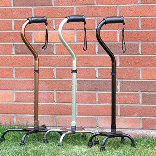 ZCXBHD Bastones De Trekking De Aluminio Muletas Muleta Telescópica Ligera De Caña De Cuatro Patas del Anciano Oro,Silver