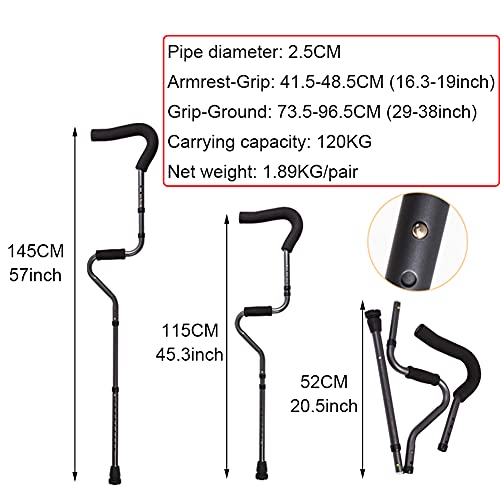 ZDM Muleta de Aluminio para Las Axilas, Muleta Médica para Adultos (1 Pieza, 1 par) El Tipo S es Ergonómico, Andador con Muleta Portátil Plegable, Regulables en Altura