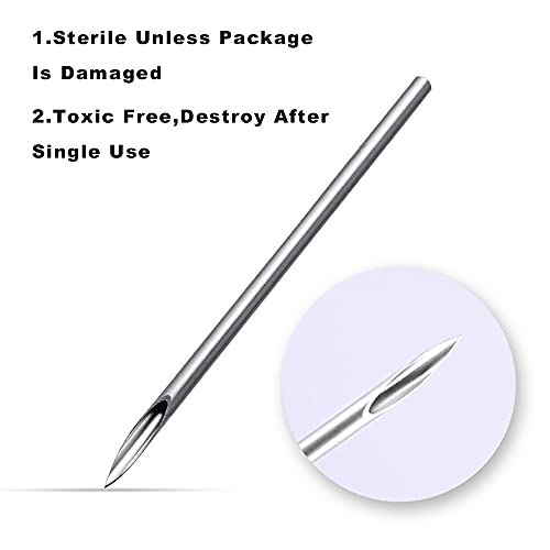ZIEM 100 Uds 18G Agujas de perforación de Acero quirúrgico estériles Desechables Agujas de perforación del Cuerpo para Oreja, Nariz, Ombligo, pezón, Maquillaje, Agujas de Tatuaje