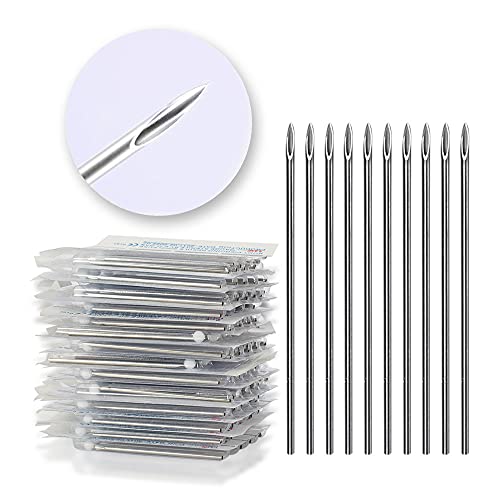 ZIEM 100 Uds 18G Agujas de perforación de Acero quirúrgico estériles Desechables Agujas de perforación del Cuerpo para Oreja, Nariz, Ombligo, pezón, Maquillaje, Agujas de Tatuaje