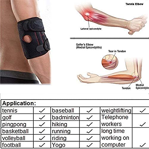 ZJchao Coderas, Cinta De Codo Tenista Deportivas, Brazo De Tenis Ajustable Golfistas, Vendaje De Soporte De Codo De Neopreno, Protector De Codo De Fitness De Golf ( Negro)