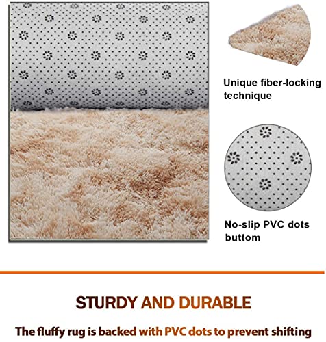 ZJXSNEH Alfombras de Redondas mullidas para la Sala de Estar Decoración para el hogar Dormitorio Kid Sitio de la habitación Estera salón Grueso Pila del Pila Cojín de Silla-Beige h Φ200cm