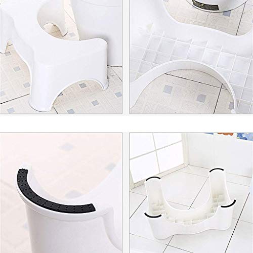 ZMDENG Altura Cuclillas WC Taburete de Paso, práctico y Compacto Eyacular heces, Creativo Antideslizante del Asiento de tocador Escabel, Ajuste for Todos los Sanitarios, Blanca