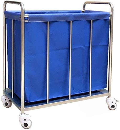 ZQH Carretilla de Compras Car en Wheels Blue Hotel Rolling Lavandería Clasificador de la Lavandería en Ruedas Corrector de Corrector de Vestíbulo de Servicio Pesado con Cubierta Lateral Extraíble