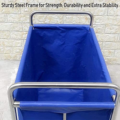 ZQH Carretilla de Compras Coche Sobre Ruedas Blue Heavy Duty Hotel Rolling Lavandería Clasificador Carrito de Alenamiento en Ruedas Corrector de Corrector de Vestíbulo Portátil con Bolso Extraíble