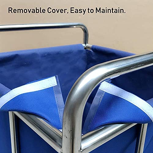 ZQH Carretilla de Compras Coche Sobre Ruedas Blue Heavy Duty Hotel Rolling Lavandería Clasificador Carrito de Alenamiento en Ruedas Corrector de Corrector de Vestíbulo Portátil con Bolso Extraíble