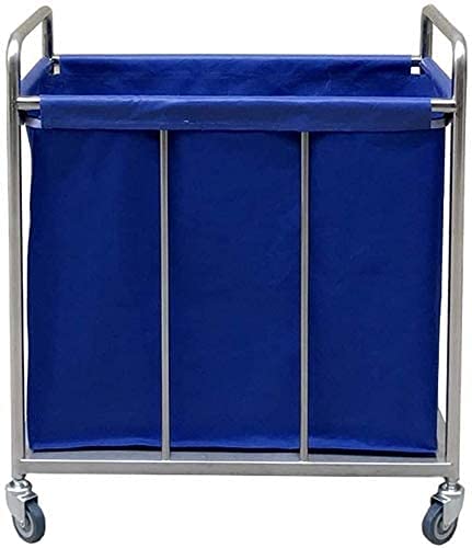 ZQH Carretilla de Compras Coche Sobre Ruedas Blue Heavy Duty Hotel Rolling Lavandería Clasificador Carrito de Alenamiento en Ruedas Corrector de Corrector de Vestíbulo Portátil con Bolso Extraíble