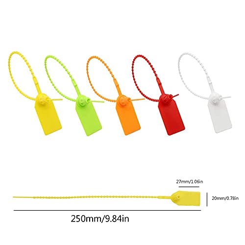 100 piezas Bridas de Plástico, Bridas Multicolores, Etiquetas para Bridas, Brida de Cable Multicolor Etiquetas, Botones Anti-falsificación para Confección y Logística (5 colores)