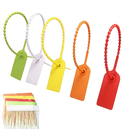 100 piezas Bridas de Plástico, Bridas Multicolores, Etiquetas para Bridas, Brida de Cable Multicolor Etiquetas, Botones Anti-falsificación para Confección y Logística (5 colores)