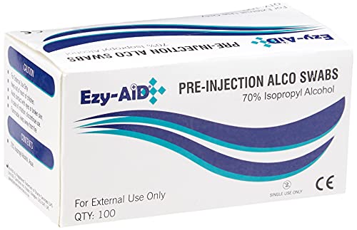 100 pre-inyección Piel Toallitas Limpiadoras Hisopos 70% isopropílico ALCOHOL