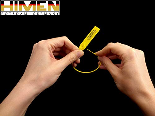100x SELLOS de plástico con incrustaciones de metal por HIMEN | numerados consecutivamente | con CÓDIGO DE BARRAS | Longitud 230 mm | MPS-230C | Siglios | amarillo