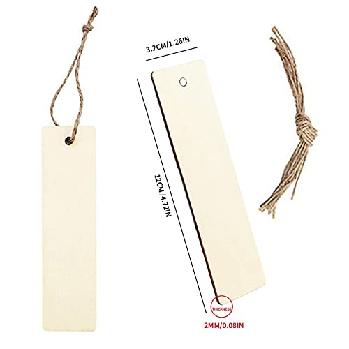 12 marcadores de madera en blanco sin terminar DIY de madera para colgar etiquetas de madera con agujeros y cuerdas para leer la Biblia DIY boda fiesta de cumpleaños decoración hecha a mano
