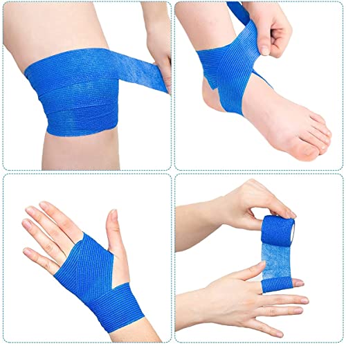 12 Rollos Vendajes Deportivos Autoadhesivos, Vendajes Elástico Adhesivo, Vendaje Neuromuscular, Kinesiology Tape, Cinta de Primeros Auxilios, para Deportes, Esguinces de Muñeca y Tobillo, Mascotas