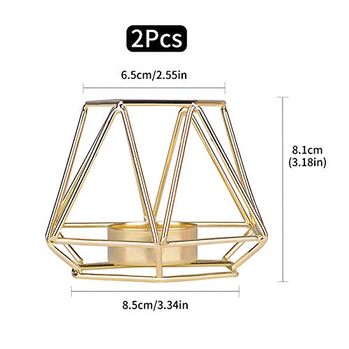 2 candelabros de metal portavelas portavelas geométrico Centro de Mesa Candelabro Pilar candelabro decorativo candelabro de hierro forjado para decoración de bodas regalo del día de la madre dorado
