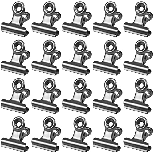 20Pz Bulldog Clips, Pinzas Metalicas para Etiquetas, Clips Multiusos de Bisagra para Oficina Papeleria Fotos