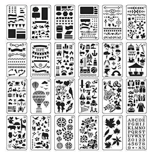 24 Piezas DIY Plantilla de Pintura, Plantillas de Animales, Conjunto de Plantillas de Pintura, Se Puede Reutilizar Pet Serie de Encaje Temático Plantilla de Pintura para El Cuaderno de Los Niños