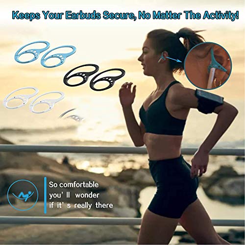3 Pares Earhooks Almohadillas Auriculares, Bucles de Sujeción de Soporte de Gancho de Oreja de Silicona Anti-perdida Deportivos, Fitness, Correr, Trotar, Andar en Bicicleta, Gimnasio.