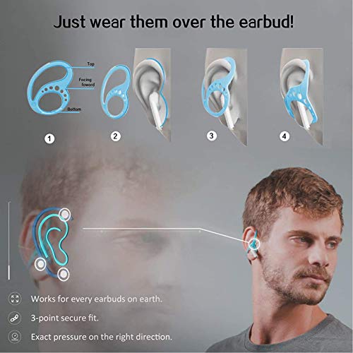 3 Pares Earhooks Almohadillas Auriculares, Bucles de Sujeción de Soporte de Gancho de Oreja de Silicona Anti-perdida Deportivos, Fitness, Correr, Trotar, Andar en Bicicleta, Gimnasio.