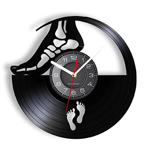 30 cm Reloj de Pared con Registro de Vinilo para podólogo de pie anatómico, Obra de Arte médica de Clínica médica, Reloj de álbum Vintage, decoración artística para Colgar en la Pared