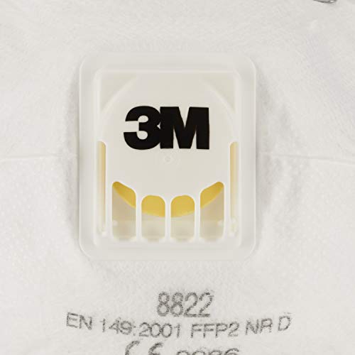 3M 8822C3 Pack de 3 mascarillas respiradoras FFP2 con válvula, Blanco, Set de 3 Piezas