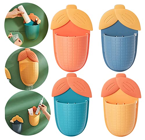 4 Piezas Portacepillos de Dientes, Cuarto de baño montado en la Pared Caddy Soporte para Cepillos de Dientes Multifuncional, Portacepillos de Eléctricos, Soporte para Pasta de Dientes