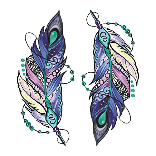 5 Hojas De Sección De Cesárea Color Pluma Tatuaje Pegatinas Impermeable Mujer Realista Tótem Cicatriz Tatuaje Pegatinas