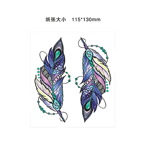 5 Hojas De Sección De Cesárea Color Pluma Tatuaje Pegatinas Impermeable Mujer Realista Tótem Cicatriz Tatuaje Pegatinas