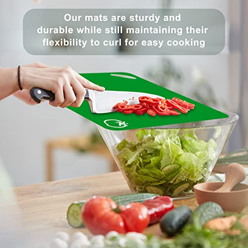 6 Piezas Tabla de Cortar Flexible, Tabla de Cortar de Plástico, Juego de Tabla de Cortar con 1 Mantel Individual de Silicona, Tabla de Cortar Antideslizante para Pescado/Verduras/Frutas/Carne/Pan