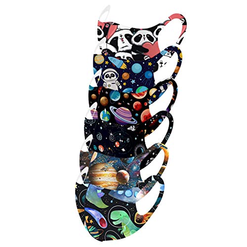 6pcs Niños Ajustable Earloop a Prueba De Viento Reutilizable Lavable Espacio Impreso Más_ca_RAS Faciales Que Cubren El Pañuelo, Mas_ca_Rilla Faciales De Seda De Hielo para Niños