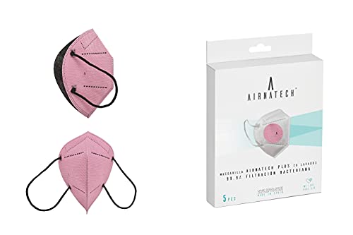 A AIRNATECH Mascarilla Higiénica Rosa Palo 5 Unidades - Fabricada en España - Homologada y Certificada por AENOR - Reutilizable hasta 20 lavados