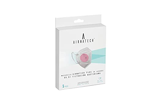 A AIRNATECH Mascarilla Higiénica Rosa Palo 5 Unidades - Fabricada en España - Homologada y Certificada por AENOR - Reutilizable hasta 20 lavados