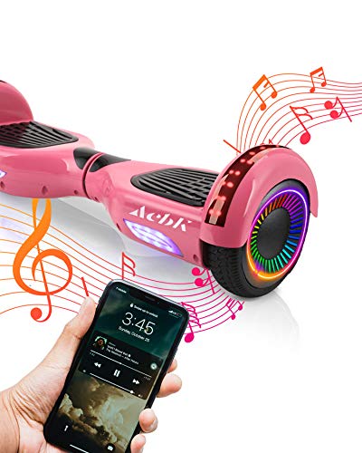 ACBK - Hoverboard Patinete Eléctrico Autoequilibrio con Ruedas de 6.5" (Altavoces Bluetooth + Ruedas Led integradas + Bolsa Transporte) Velocidad máxima: 10-12 km/h - Autonomía 10-12 km (Rosa)