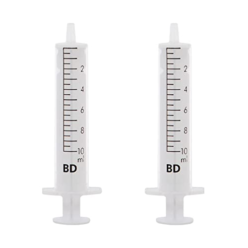 Adoc 2 Unidades Jeringuilla de 10ml, Jeringas Desechables para Laboratorios Científicos, Dispensación, Medición, Riego, Múltiples Usos