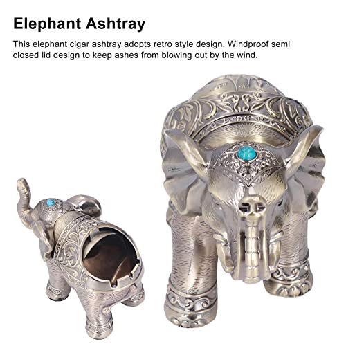 Agatige Cenicero de Metal Elefante, cenicero Decorativo de Elefante de pie con Sello de Tapa Cenicero de Elefante Vintage para Hombres Mujeres Adornos artesanales