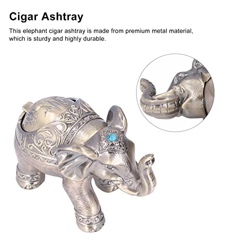 Agatige Cenicero de Metal Elefante, cenicero Decorativo de Elefante de pie con Sello de Tapa Cenicero de Elefante Vintage para Hombres Mujeres Adornos artesanales