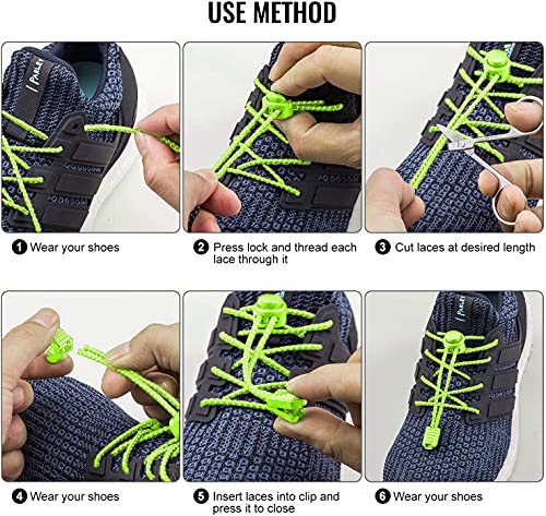 AIXMEET 5 Pares Cordones Elásticos para Zapatillas, Cordones Elasticos para Zapatillas Zapatos Deporte con Sistema de Cierre Rápido sin Atar Suave y Cómodo.Sin Nudo con Hebilla, jóvenes y mayores