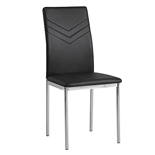 Albatros 2934 Verona Set de 4 sillas de Comedor, Negro, pie de Cromo, SGS Tested