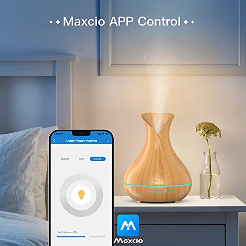 Alexa Humidificadores Aceites Esenciales, Maxcio WiFi Difusor Aromaterapia 7-Color Humidificador Ultrasónico con 2 Modos de Niebla, Temporizador Compatible con Alexa/Google Home