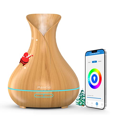 Alexa Humidificadores Aceites Esenciales, Maxcio WiFi Difusor Aromaterapia 7-Color Humidificador Ultrasónico con 2 Modos de Niebla, Temporizador Compatible con Alexa/Google Home