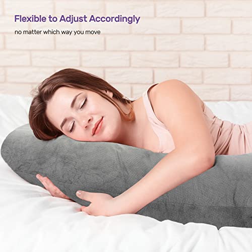 Almohada de Embarazo,Nuliie Almohada de Cuerpo Completo en Forma de U,Almohada de Embarazo para Dormir,Soporte de Almohada de Maternidad de 55 Pulgadas para Espalda y Caderas,con Funda Lavable