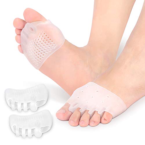 Almohadillas Metatarsianas Transpirables, Cojines de Bola de Pie, Almohadillas de Gel para Antepié para Prevenir Fricción, Aliviar el Dolor del Pie Metatarsiano para Hombres y Mujeres, 1 Par