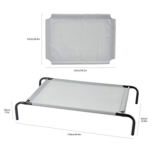 Amazon Basics - Cama elevada transpirable para mascotas, mediana (110 x 65 x 19 cm), gris