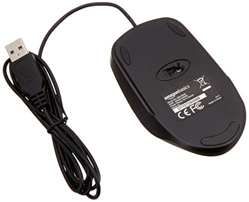 Amazon Basics - Ratón óptico con USB y 3 botones para Windows y Mac OS X