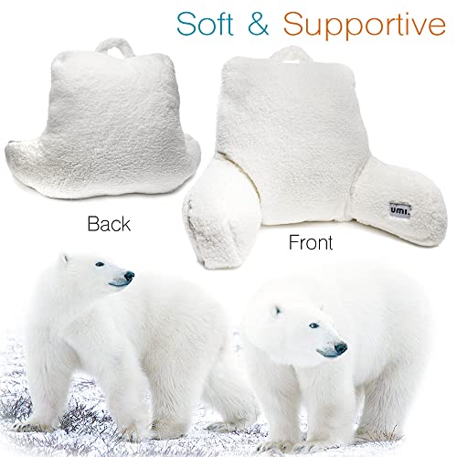 Amazon Brand - Umi Almohada De Lectura, Cojín De Apoyo para La Espalda con Reposabrazos, Cojín de Respaldo Lumbar de Felpa para Trabajar, Leer o Jugar en la Cama/Sofá/Suelo