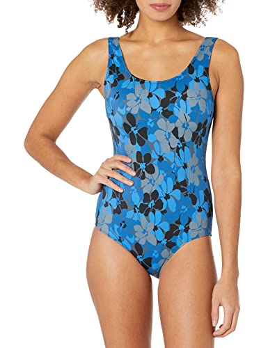 Amazon Essentials - Bañador clásico para mujer, Azul Floral, US S (EU S)