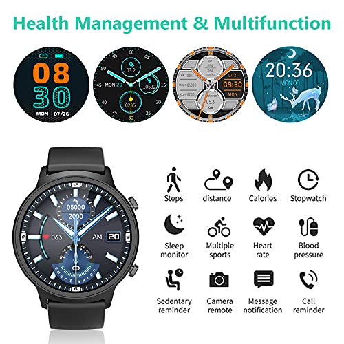 Aney Well Reloj Inteligente Hombre, Smartwatch Juvenil,Reloj Deportivo,Monitor de Actividad Física con Pulsómetro, Podómetro, Monitor de Sueño, Cronómetro, Impermeable IP68 para Android iOS