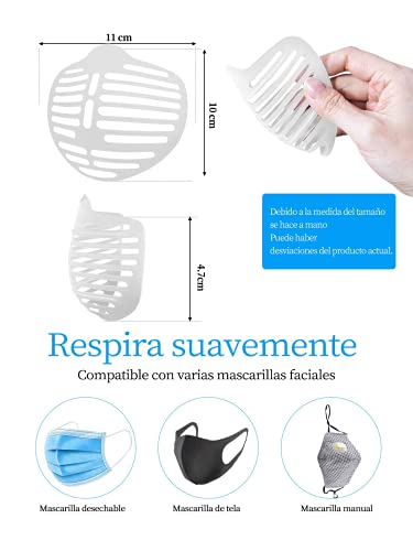 Anke Soporte Máscara, 3D para Mascarilla, Soporte 3D para Mascarilla Marco de Soporte Interno Facial De Silicona Lavable Reutilizable silicona, Adecuado para hombres y mujeres adultos 10pcs (Negro)