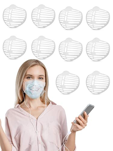 Anke Soporte Máscara, 3D para Mascarilla, Soporte 3D para Mascarilla Marco de Soporte Interno Facial De Silicona Lavable Reutilizable silicona, Adecuado para hombres y mujeres adultos 10pcs (Negro)