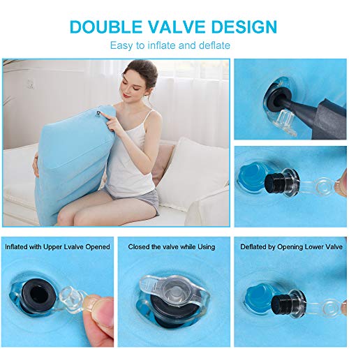 Antdvao Cojín Inflable para La Pierna, Almohadilla de Pie Inflable PortáTil, Almohadilla de Pie FáCil de Inflar y Desinflar, Superficie de Flocado, Adecuada para Mujeres Embarazadas, Atletas